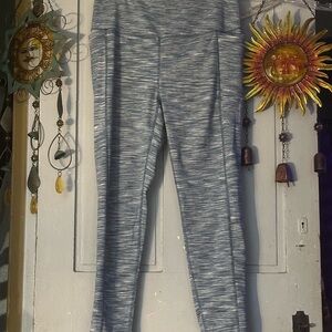 Spyder Bluish Gray  and White Leggings large New with out tags